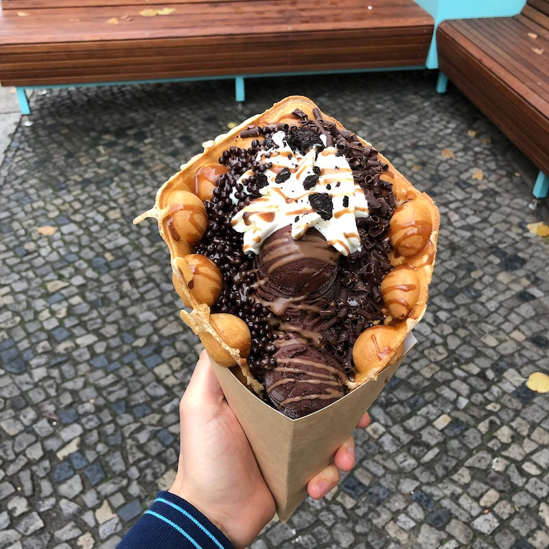 Bubble Waffles with Ice Cream